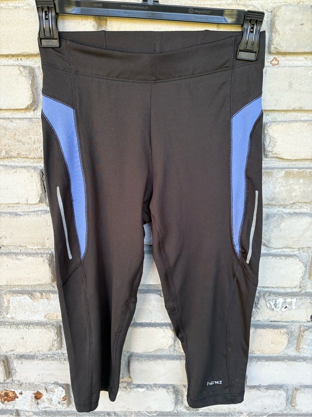 Hind Black Cropped Leggings with Blue Trim